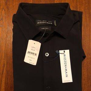 NWT Mizzen+Main Dress Shirt, XL Trim fit, Black, Leeward Collection
